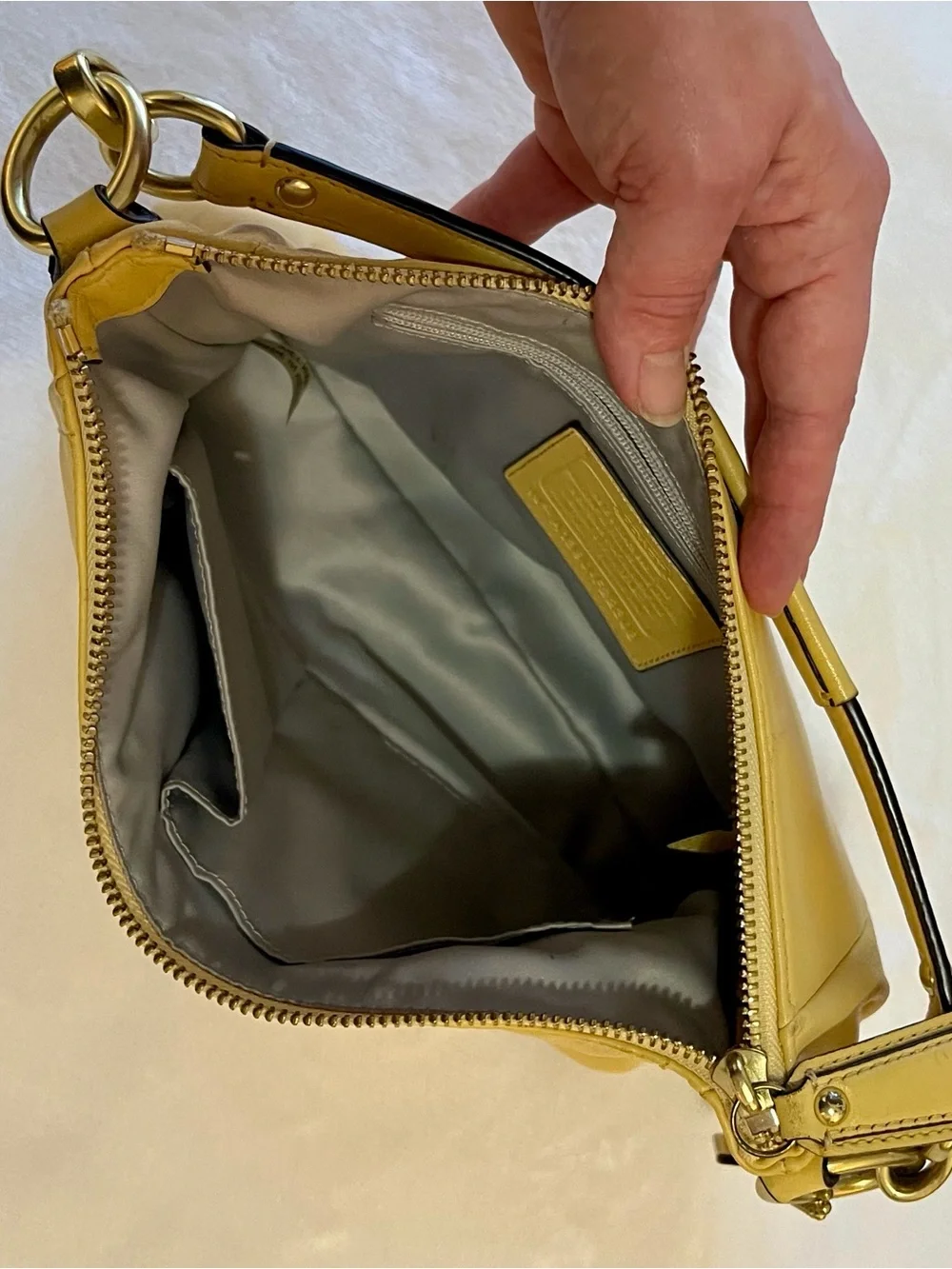 Y2K Coach Soft Yellow Turnlock Hobo Shoulder Bag